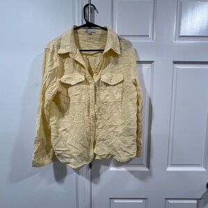 Casual Yellow Button-Up Blouse